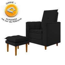 Poltrona de Amamentação Quarto Infantil com Puff Kate Pés Palito Veludo Preto + Binde Amofada Poltrona de Amamentação Quarto Infantil com Puff Kate Pés Palito Veludo Preto + Binde Amofada