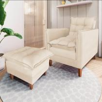 Poltrona De Amamentação Reclinável Sofá Cama Com Puff Bege