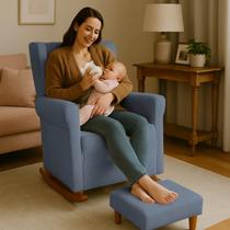 Poltrona de Amamentar Poltrona Decorativa Balanço Aquila com Puff Apoio Pés
