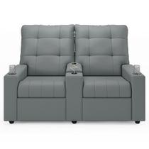 Poltrona de Cinema Reclinável 2 Lugares Baú USB Mallie FH9 PU Cinza - Mpozenato