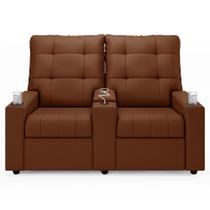 Poltrona de Cinema Reclinável 2 Lugares Baú USB Mallie FH9 Veludo Terracota - Mpozenato