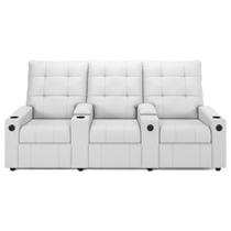 Poltrona de Cinema Reclinável 3 Lugares Baú USB Mallie FH9 PU Branco - Mpozenato Poltrona de Cinema Reclinável 3 Lugares Baú USB Mallie FH9 PU Branco - Mpozenato