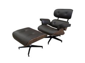 Poltrona de Couro com Puff Charles Eames - Marrom
