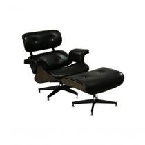 Poltrona De Couro Com Puff Charles Eames Preto Poltrona De Couro Com Puff Charles Eames Preto