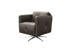 Poltrona de Couro Decorativa Azaléia Base de Alumínio Giratória - Marrom Poltrona de Couro Decorativa Azaléia Base de Alumínio Giratória - Marrom