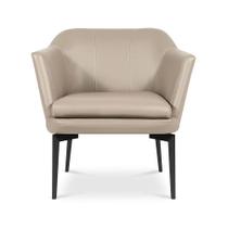 Poltrona de Couro Decorativa Cristie Bege- Touro e Cia