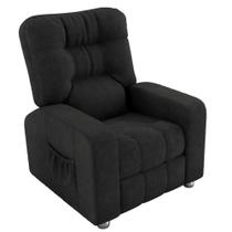 Poltrona de Descanso do Papai Reclinável em Suede Preto Thor - Larbelle
