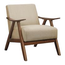 Poltrona de Destaque Lexicon Estilo Mid Century em Linho com Acabamento Nogueira Poltrona de Destaque Lexicon Estilo Mid Century em Linho com Acabamento Nogueira