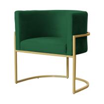 Poltrona de Luxo Luana Veludo Verde Base Metálica Dourada - Belliv Decor