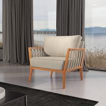 Poltrona de Madeira Eucalipto, Com Braço e Almofada, Estofada Jade Poltrona de Madeira Eucalipto, Com Braço e Almofada, Estofada Jade