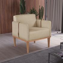 Poltrona de Madeira Eucalipto, Com Braço em Cinto de Couro e Estofada Duali