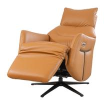 Poltrona de Massagem Reclinável Descanso Domi Design Couro Natural Camel com Controle Base Ferro Poltrona de Massagem Reclinável Descanso Domi Design Couro Natural Camel com Controle Base Ferro