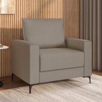 Poltrona Decorativa 81cm Com Pés Metálicos Multimóveis CR45344 Bege Escuro Poltrona Decorativa 81cm Com Pés Metálicos Multimóveis CR45344 Bege Escuro