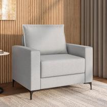 Poltrona Decorativa 81cm Com Pés Metálicos Multimóveis CR45344 Cinza
