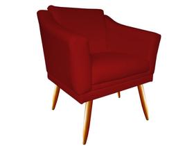 Poltrona Decorativa Agatha Suede Vermelho Pés Madeira Ms Decor