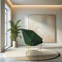 Poltrona Decorativa Alana Suede Base de Ferro Dourado - Pallazio