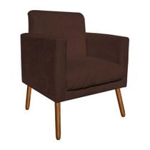 Poltrona Decorativa Alfa com Pés Madeira Suede Marrom Poltrona Decorativa Alfa com Pés Madeira Suede Marrom