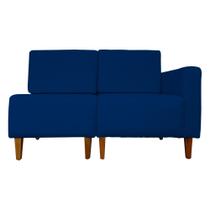 Poltrona Decorativa Alice Lado Esquerdo Pés Trapézio Suede Azul Marinho - DS Estofados Poltrona Decorativa Alice Lado Esquerdo Pés Trapézio Suede Azul Marinho - DS Estofados