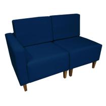 Poltrona Decorativa Alicia Lado Direito Suede Azul Marinho Pés Madeira Mz Decor