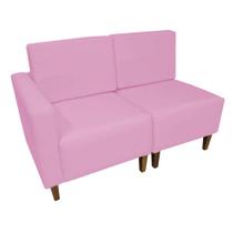 Poltrona Decorativa Alicia Lado Direito Suede Rosa Pés Madeira Mz Decor