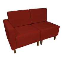 Poltrona Decorativa Alicia Lado Direito Suede Vermelho Pés Madeira Ms Decor