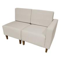 Poltrona Decorativa Alicia Lado Esquerdo Suede Bege Pés Madeira Ms Decor