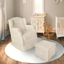 Poltrona Decorativa Amamentação Balanço E Puff Quarto Mamãe Bebê Suede