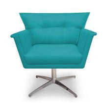 Poltrona Decorativa Anita Suede Azul Turquesa - Casa & Estofados