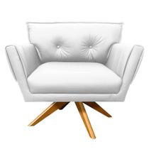 Poltrona Decorativa Anitta material sintético Branco Base Madeira Poltrona Decorativa Anitta material sintético Branco Base Madeira