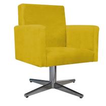 Poltrona Decorativa Arenzza Base Giratória de Metal Sala de Estar Quarto Suede Amarelo - KDAcanto Móveis