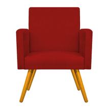 Poltrona Decorativa Arenzza Pés Palito Mel Sala de Estar Quarto Suede Vermelho - KDAcanto Móveis