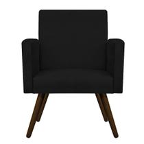 Poltrona Decorativa Arenzza Pés Palito Tabaco Sala de Estar Quarto Suede Preto - KDAcanto Móveis