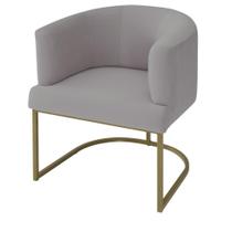 Poltrona Decorativa Arredondada Emi Base de Ferro Dourado em Veludo Estofama