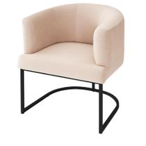 Poltrona Decorativa Arredondada Emi Base de Ferro Preto Fosco em Veludo Estofama