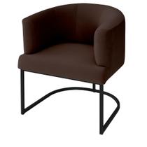 Poltrona Decorativa Arredondada Emi Base de Ferro Preto Fosco em Veludo Estofama