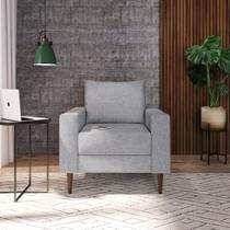 Poltrona Decorativa Ascona 1 Lugar em Eucalipto e Linho 85cm Cinza