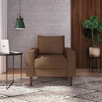 Poltrona Decorativa Ascona 1 Lugar em Eucalipto e Linho 85cm Marrom