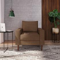 Poltrona Decorativa Ascona 1 Lugar em Eucalipto e Linho Marrom 85cm