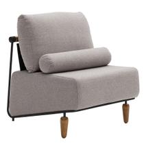 Poltrona Decorativa Aurea Base Aço Preto Linho Cinza Mesclado - Nexta Casa Poltrona Decorativa Aurea Base Aço Preto Linho Cinza Mesclado - Nexta Casa