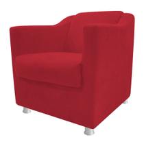 Poltrona Decorativa Babel Sala de Estar Recepção Quarto Suede Vermelho - DAMAFFÊ MÓVEIS