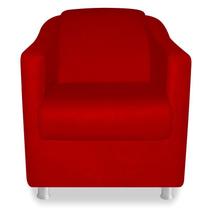 Poltrona Decorativa Babel Sala de Estar Recepção Quarto Tecido Sintético Vermelho - KDAcanto Móveis