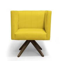 Poltrona Decorativa Barcelona Base Giratória Suede Amarelo - MeuLar Decorações