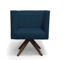 Poltrona Decorativa Barcelona Base Giratória Suede Azul Marinho - Casa & Estofados