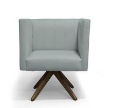 Poltrona Decorativa Barcelona Base Giratória Suede Cinza Claro - Casa & Estofados