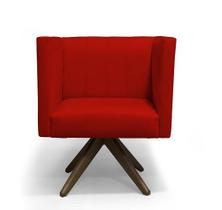 Poltrona Decorativa Barcelona Base Giratória Suede Vermelho - Casa & Estofados