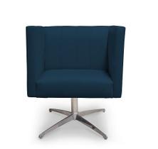 Poltrona Decorativa Barcelona Suede Azul Royal Base Giratória Cromada - Casa & Estofados