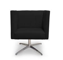 Poltrona Decorativa Barcelona Suede Preto Base Giratória Cromada - Casa & Estofados
