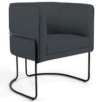 Poltrona Decorativa Base Aço Betina Veludo Cinza - Domi