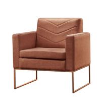 Poltrona Decorativa Base Cobre Linho Terracota Mel