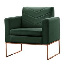 Poltrona Decorativa Base Cobre Veludo Verde Mel